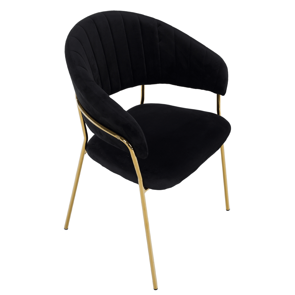 Scaun de sufragerie de design, material Velvet negru/gold crom auriu, DASMIN TIP 1