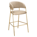Scaun de bar de design DASMIN NEW TIP 2, tesatura bej Velvet/gold crom auriu