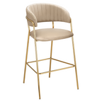 Scaun de bar de design DASMIN NEW TIP 2, tesatura bej Velvet/gold crom auriu