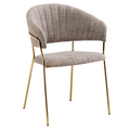 Fotoliu de sufragerie de design DASMIN TIP 1, textil maro/gold crom auriu