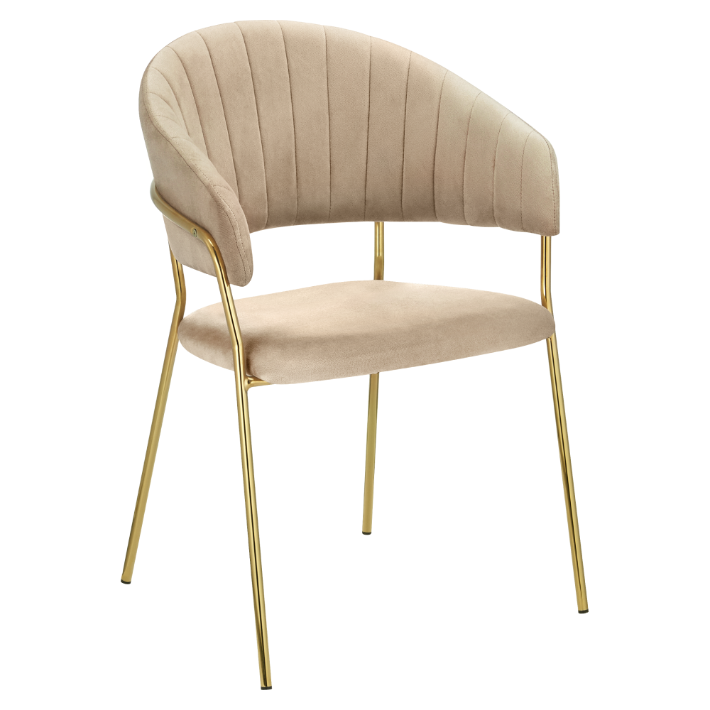 Fotoliu de sufragerie de design DASMIN NEW TIP 1, bej, Velvet/gold crom auriu