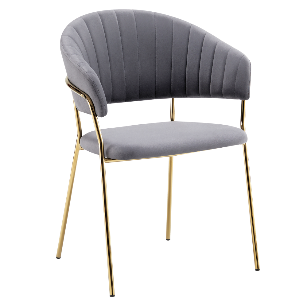 Fotoliu de sufragerie de design DASMIN TIP 1, gri-maro Velvet/gold crom auriu