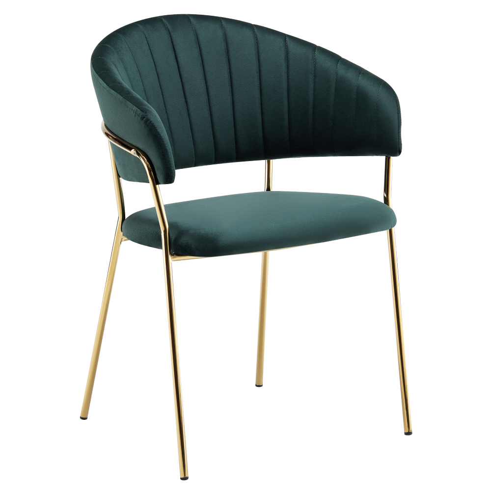 Fotoliu de sufragerie de design DASMIN TIP 1, verde inchis, Velvet/gold crom auriu