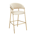 Scaun de bar de design DASMIN TIP 2, tesatura bej Velvet/gold crom auriu