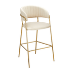 Scaun de bar de design DASMIN TIP 2, tesatura bej Velvet/gold crom auriu