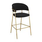 Scaun de bar de design DASMIN TIP 2, material catifea neagra/gold crom auriu