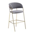 Scaun de bar de design DASMIN TIP 2, tesatura gri-maro Velvet/gold crom auriu
