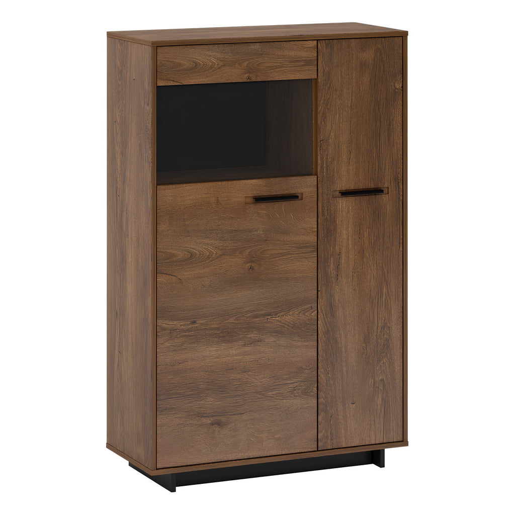 Comoda/vitrina DELIS C1, stejar bolzano/negru, stanga