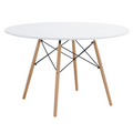 Masa dining DEMIN NEW, alb mat/fag, diametru 120 cm
