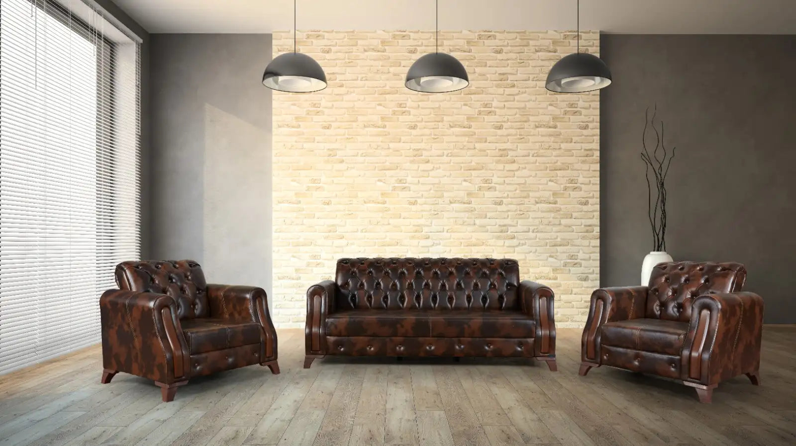 Set canapele si fotolii fixe Diplomat Chesterfield 3+1+1 – Maxinova (imaginea 3)