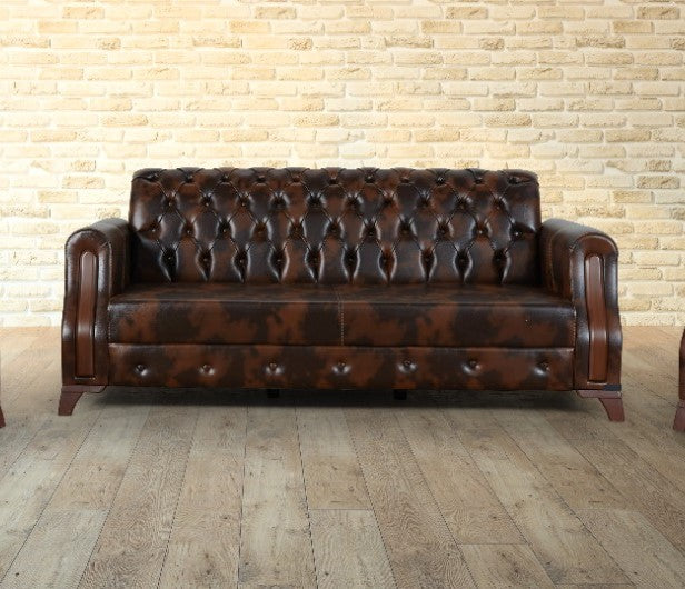 Canapea fixa cu 3 locuri pentru birou Diplomat Chesterfield – Maxinova (imaginea 3)
