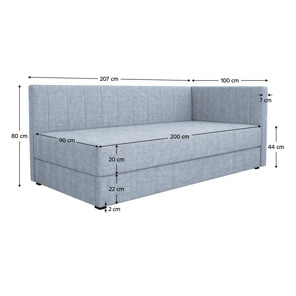 Divan Luiza – schiță cu dimensiuni