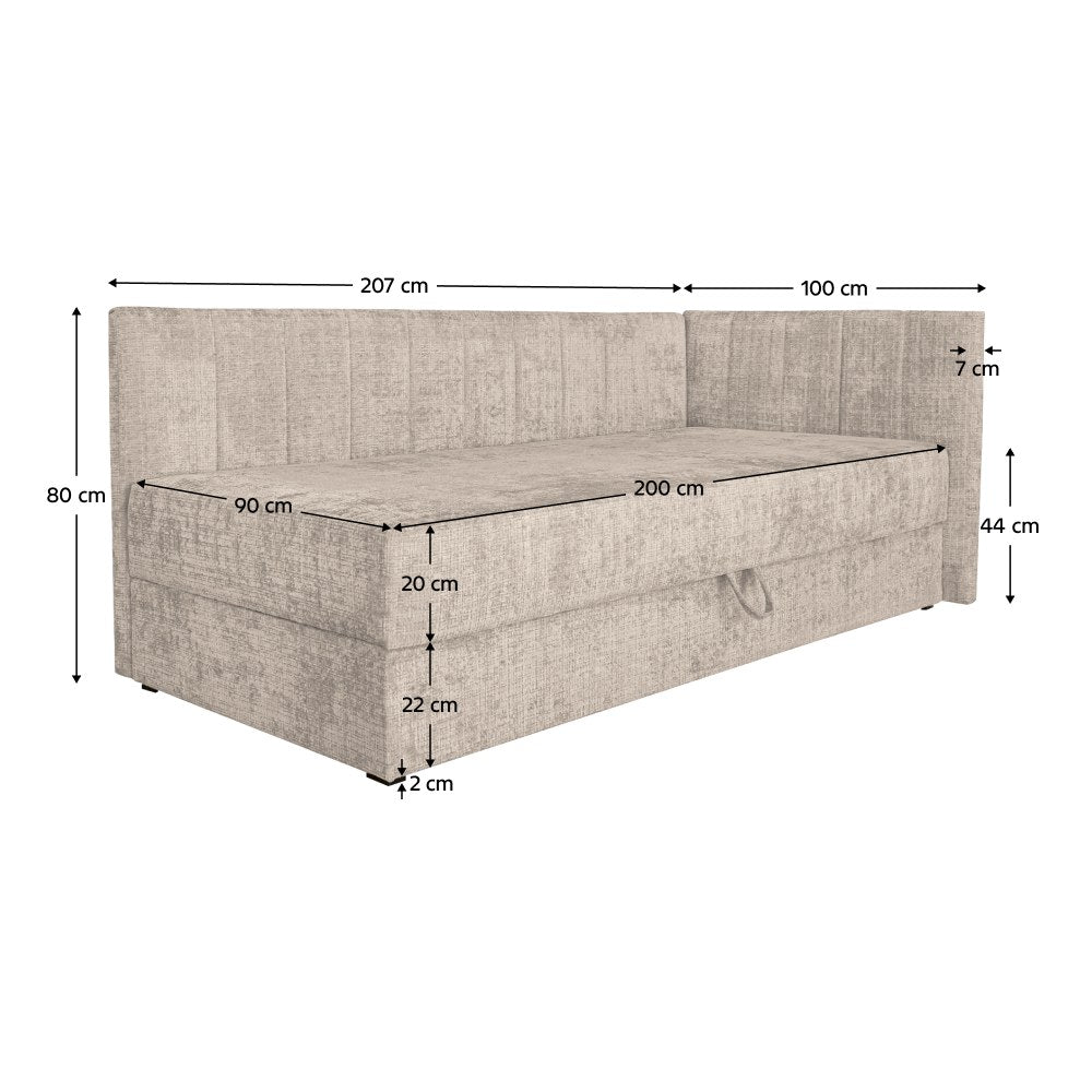 Divan Luiza – schiță cu dimensiuni