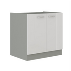 Cabinet inferior PRADO 80 D 2F BB, alb extra lucios/gri