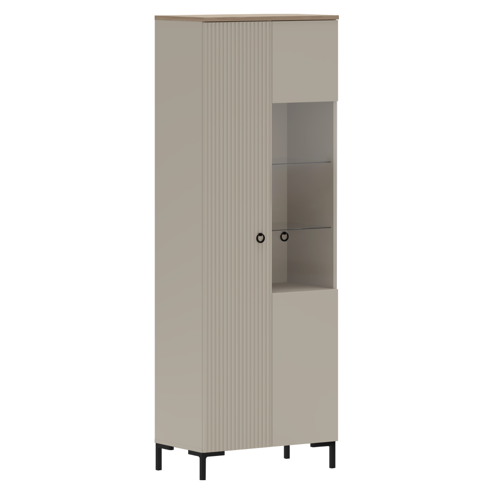 Vitrina DOMCA 1D1W, gri-maroniu Taupe/stejar silverjack