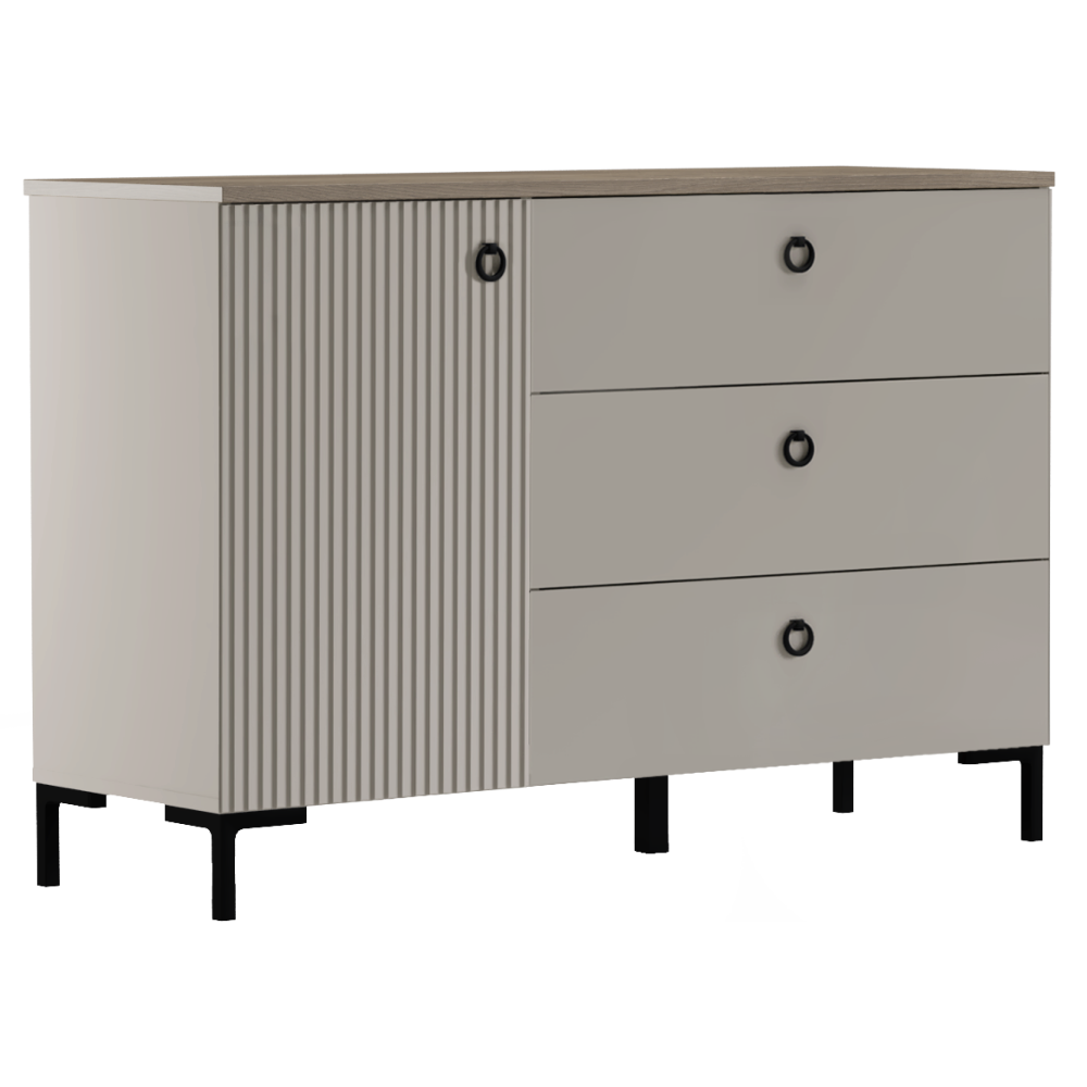 Comoda DOMCA 1D3S, stejar Taupe/stejar silverjack