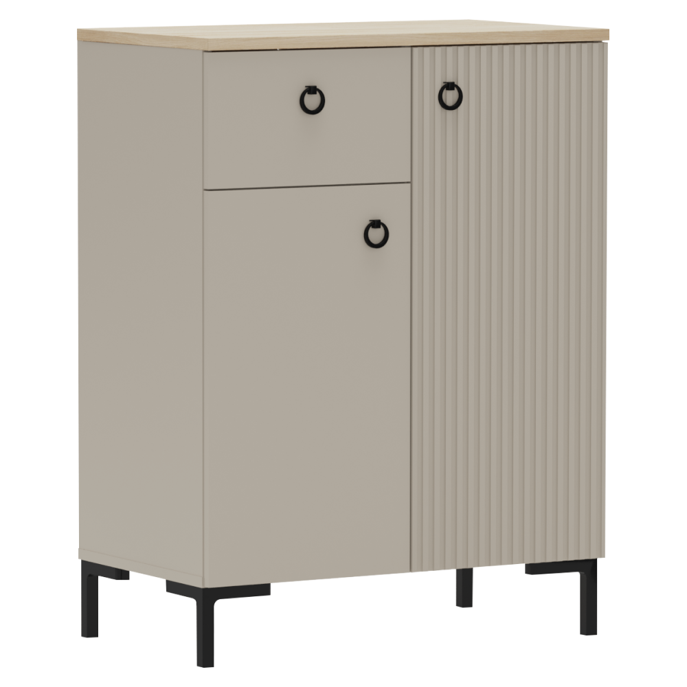 Comoda DOMCA 2D1S, gri-maroniu Taupe/stejar silverjack