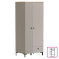 Dulap DOMCA 2D1S, gri-maroniu Taupe/stejar silverjack