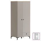 Dulap DOMCA 2D1S, gri-maroniu Taupe/stejar silverjack