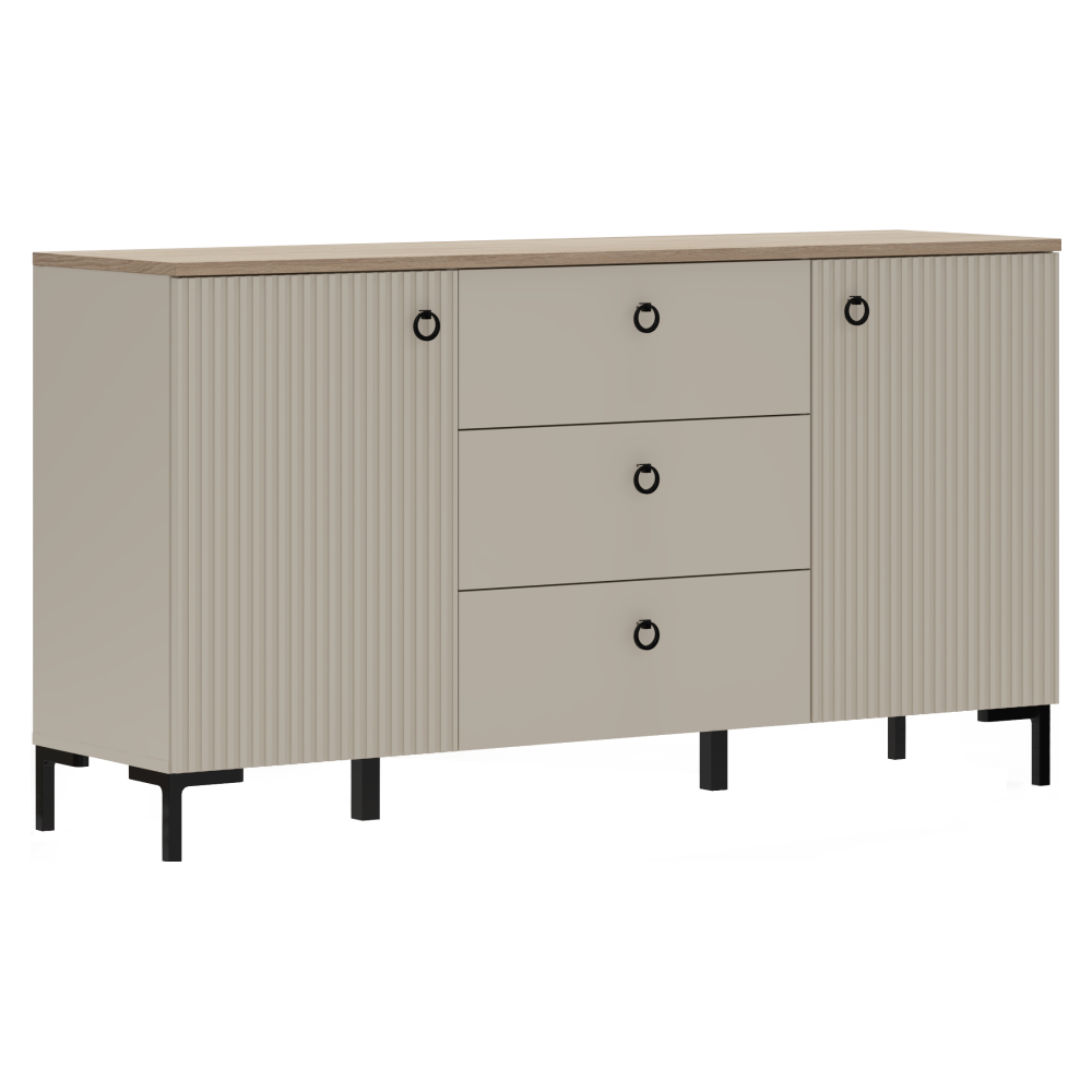Comoda DOMCA 2D3S, gri-maroniu Taupe/stejar silverjack