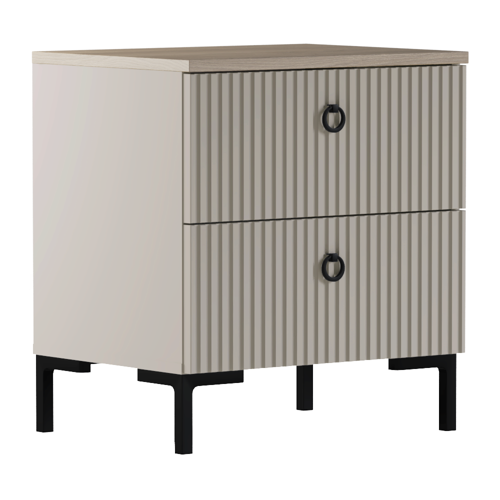 Noptiera DOMCA 2S, gri-maroniu Taupe/stejar silverjack