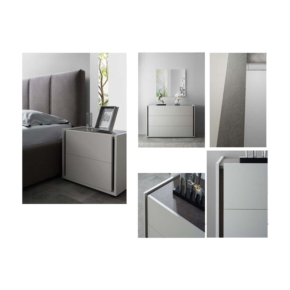 Dormitor complet Ilaria, gri, vedere din față