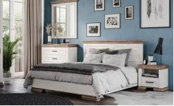 Pat, alb frasin / stejar sonoma dark, 160x200 cm, Marsel Tablie Decorativa