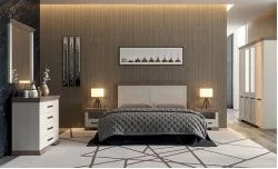 Pat, alb frasin / stejar sonoma dark, 160x200 cm, Marsel Tablie Decorativa
