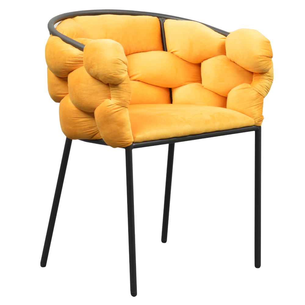 Fotoliu pentru sufragerie DOROTA, tesatura galbena Velvet/neagra