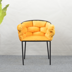 Fotoliu pentru sufragerie, tesatura galbena Velvet/neagra, DOROTA