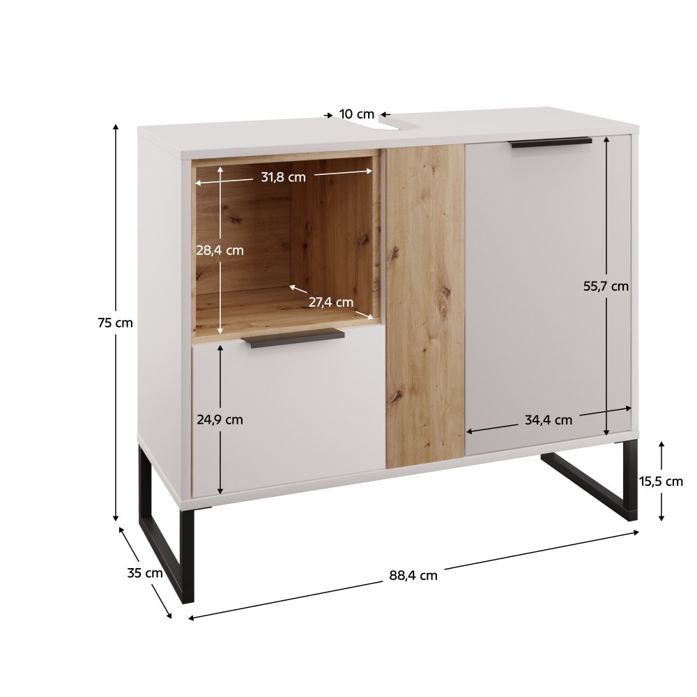 Dulap baie Cubo – schiță cu dimensiuni