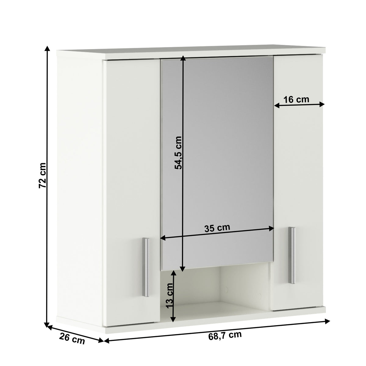 Dulap baie Lessy 01 – schiță cu dimensiuni