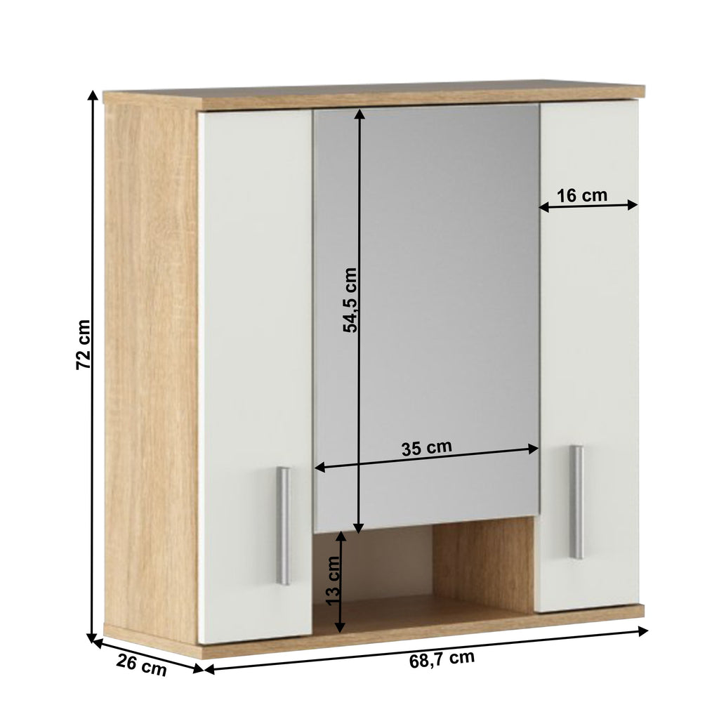 Dulap baie Lessy 01 – schiță cu dimensiuni