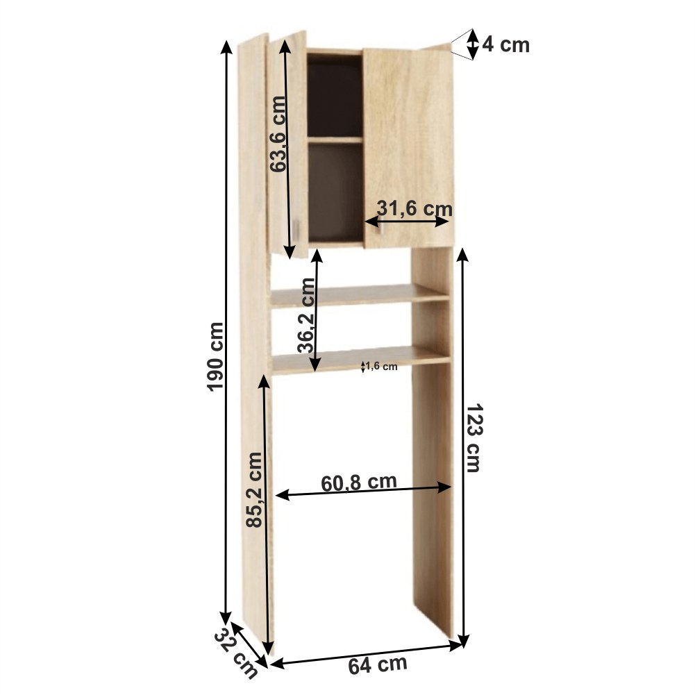 Dulap baie Natali – schiță cu dimensiuni