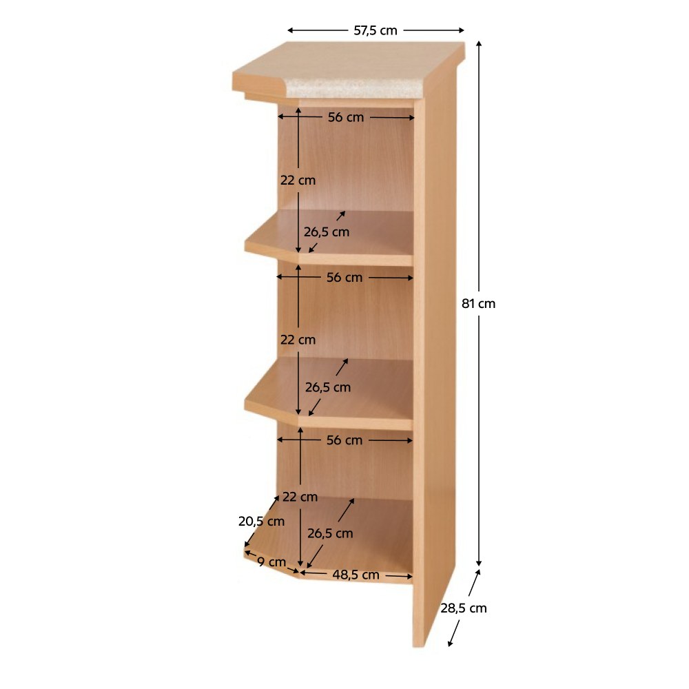Dulap bucătărie Lora – schiță cu dimensiuni
