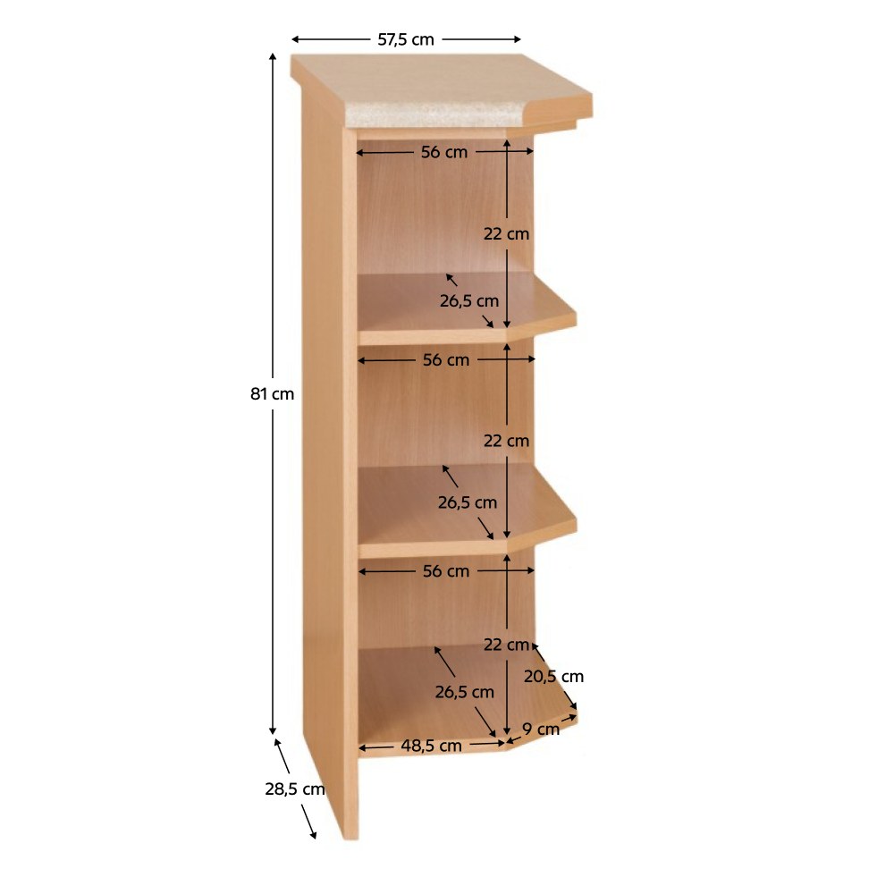 Dulap bucătărie Lora – schiță cu dimensiuni
