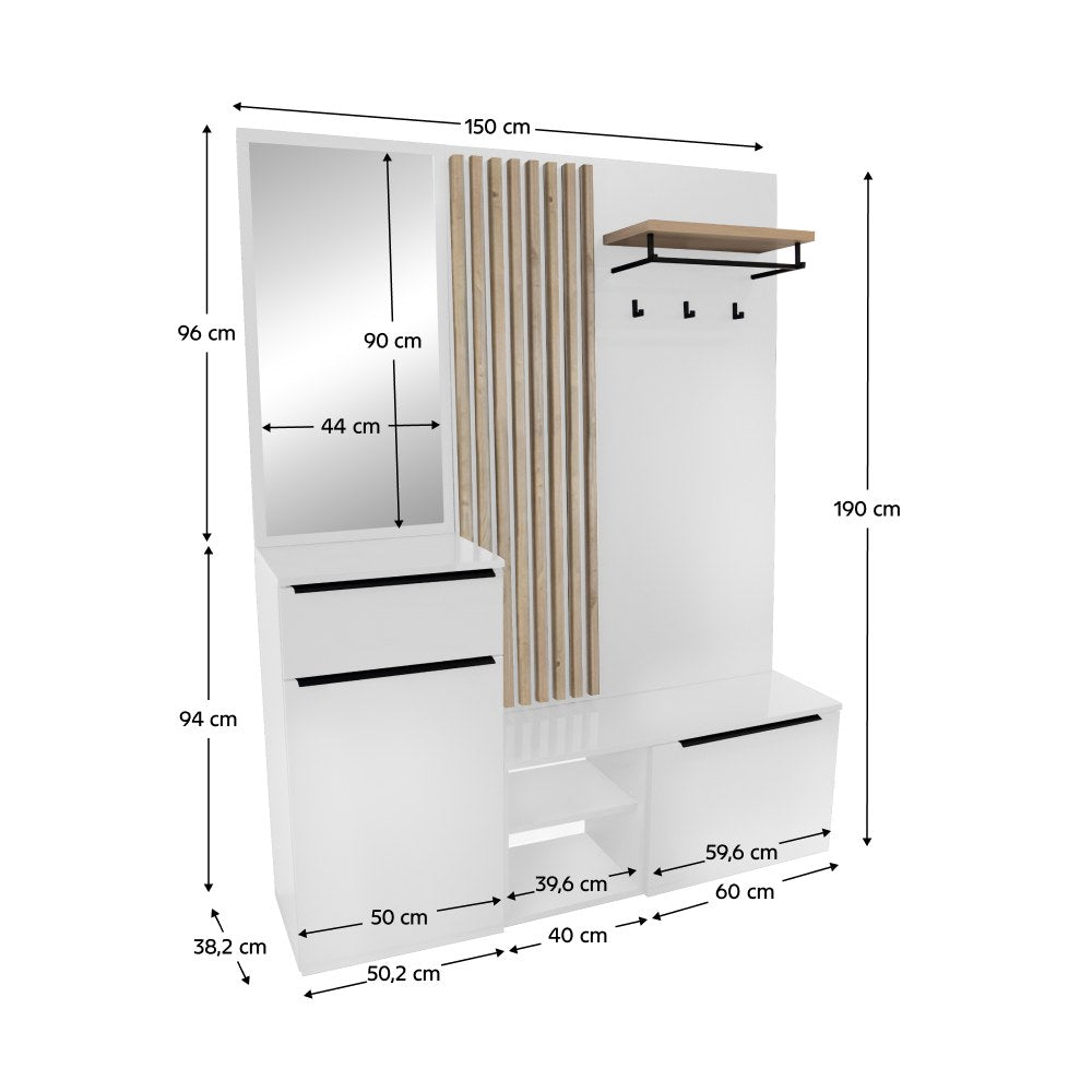 Dulap hol Aliva – schiță cu dimensiuni