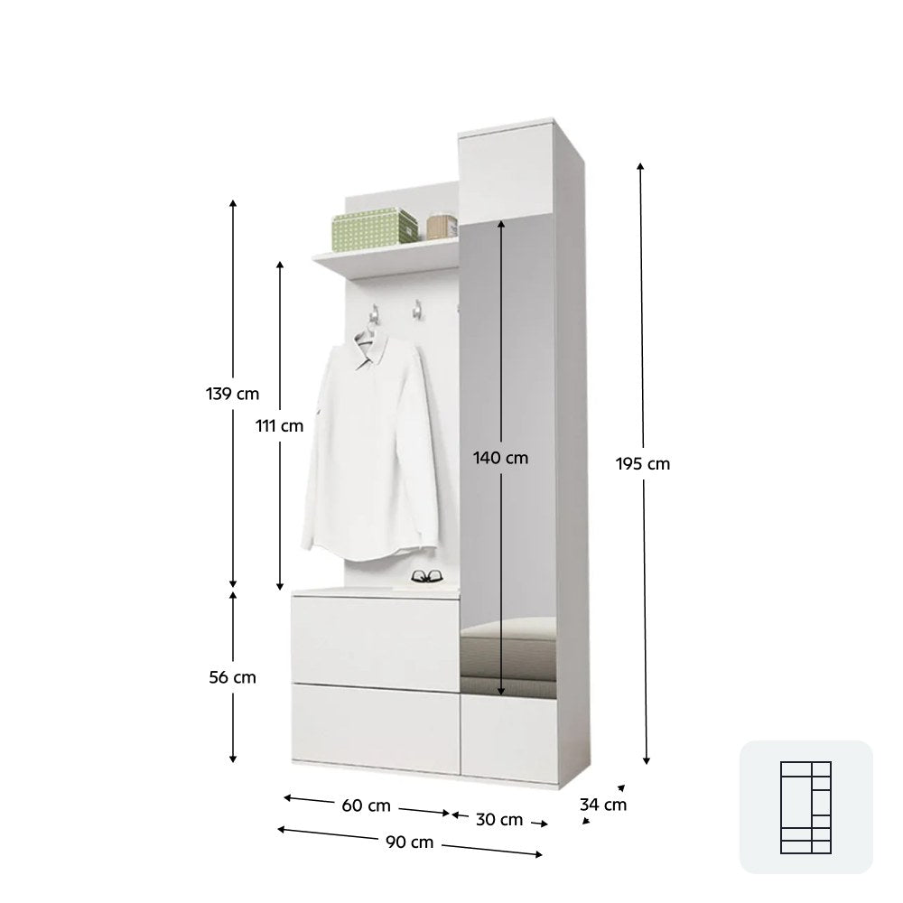 Dulap hol Gadis – schiță cu dimensiuni