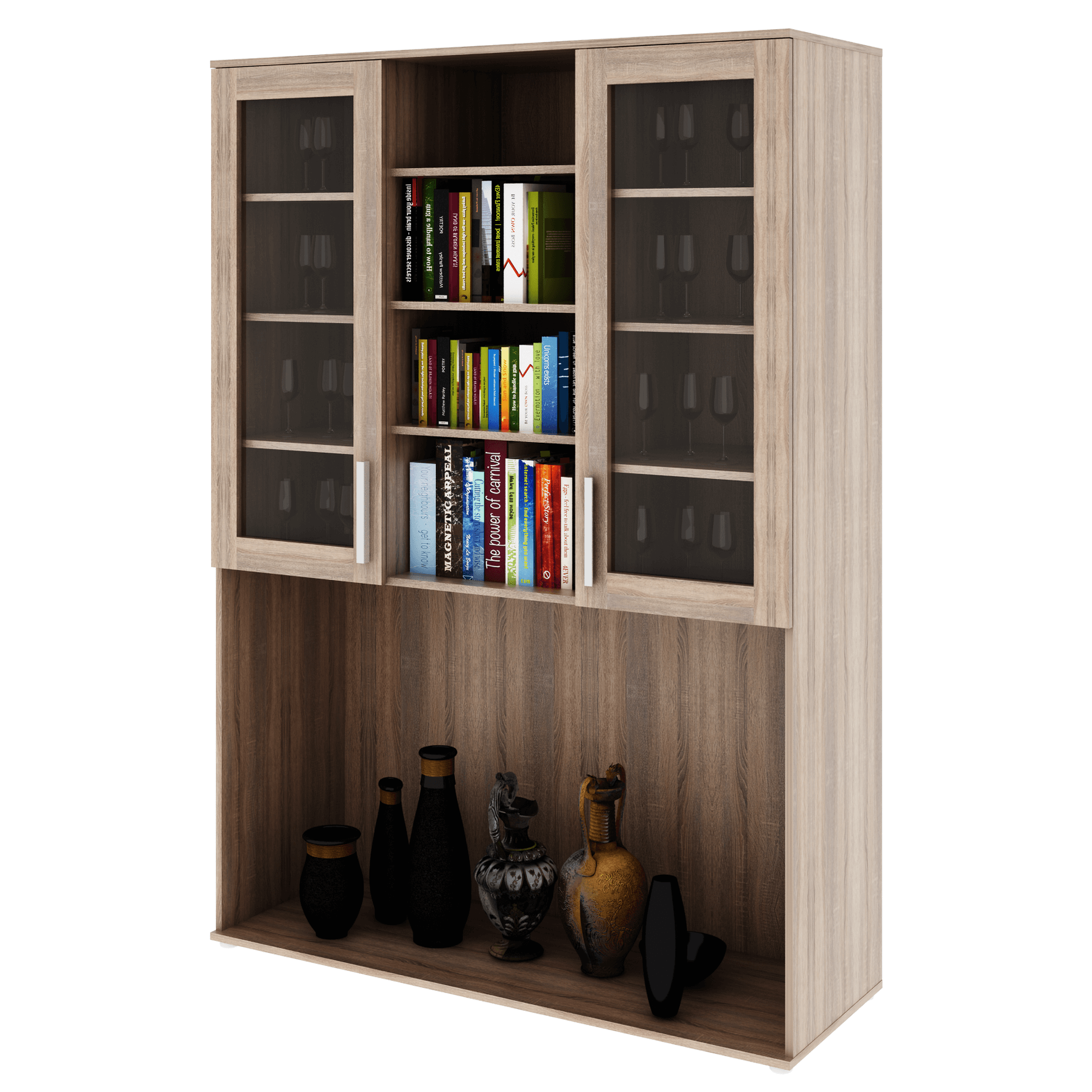 Dulap pentru TV cu sticla DUNAJ TIPUL6, DTD laminat, stejar sonoma