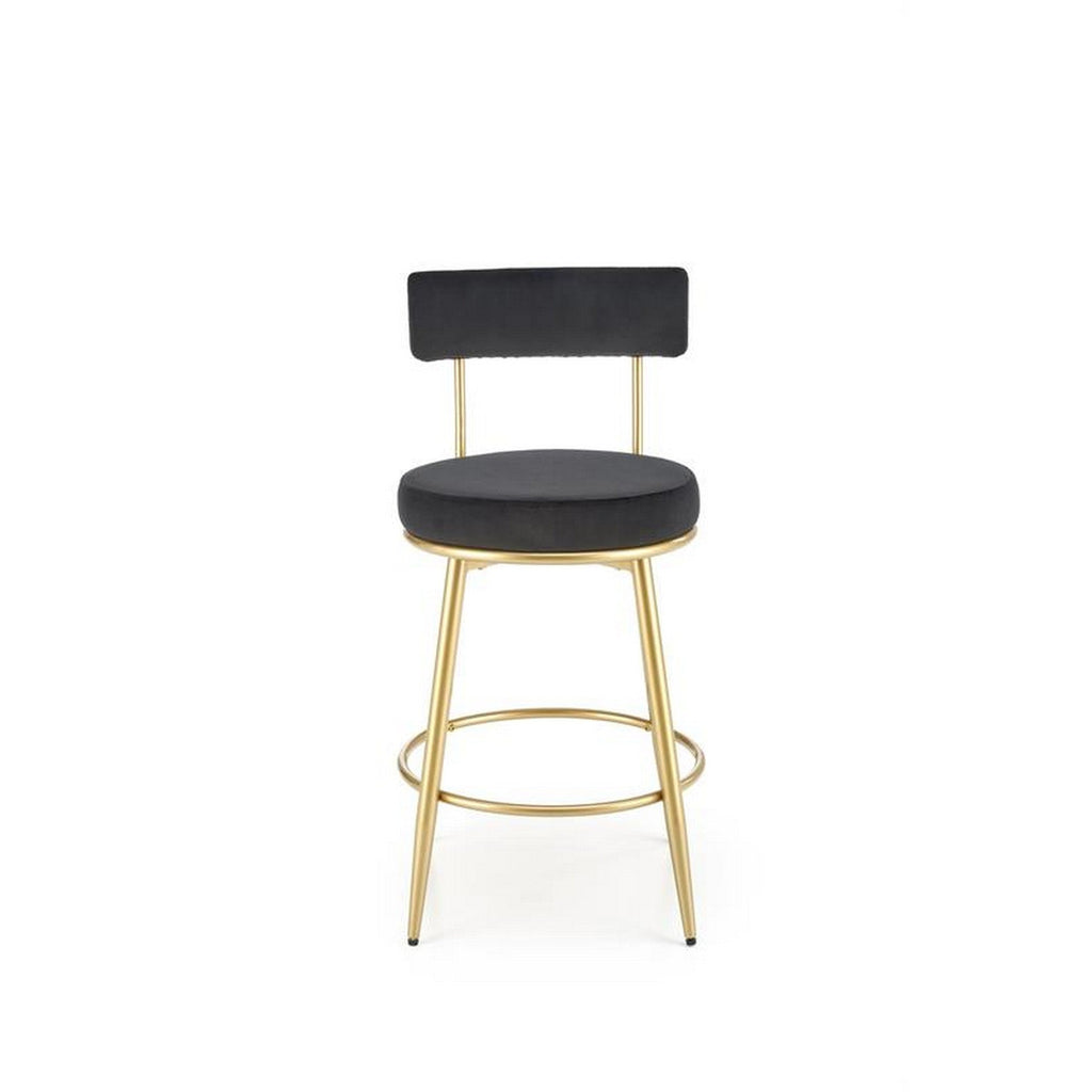 Scaun de bar tapitat H115, negru/auriu
