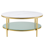 Masa de cafea ENION 2 NEW, marmura deschisa/lapte/gold crom-auriu