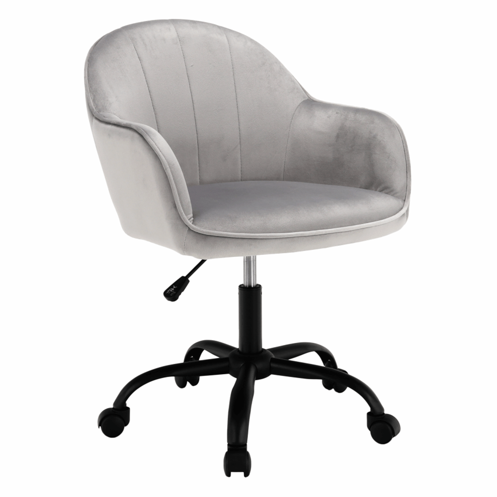 Scaun de birou EROL, material textil din catifea gri deschis/negru