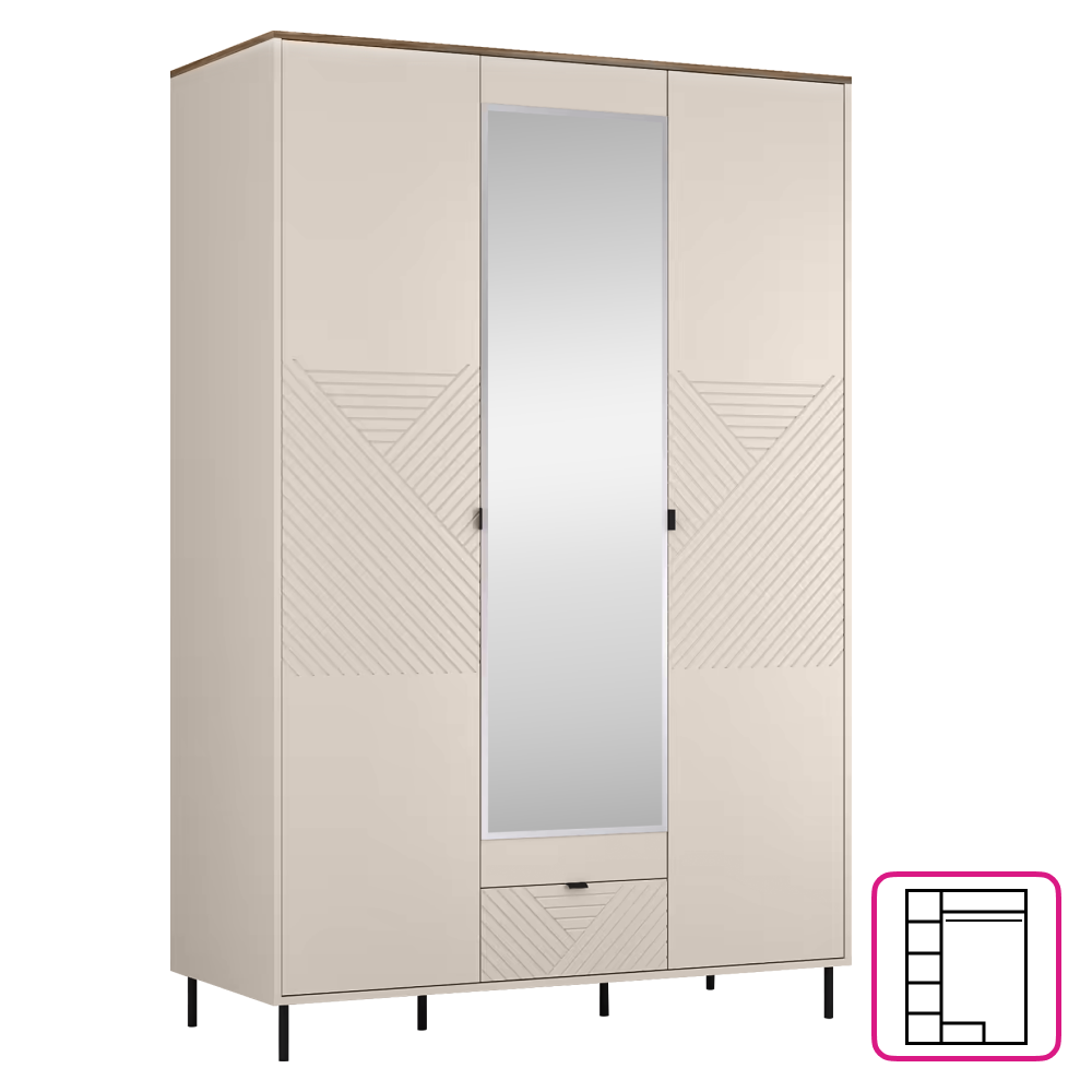 Comoda EYCO 3D1S, casmir/stejar castello