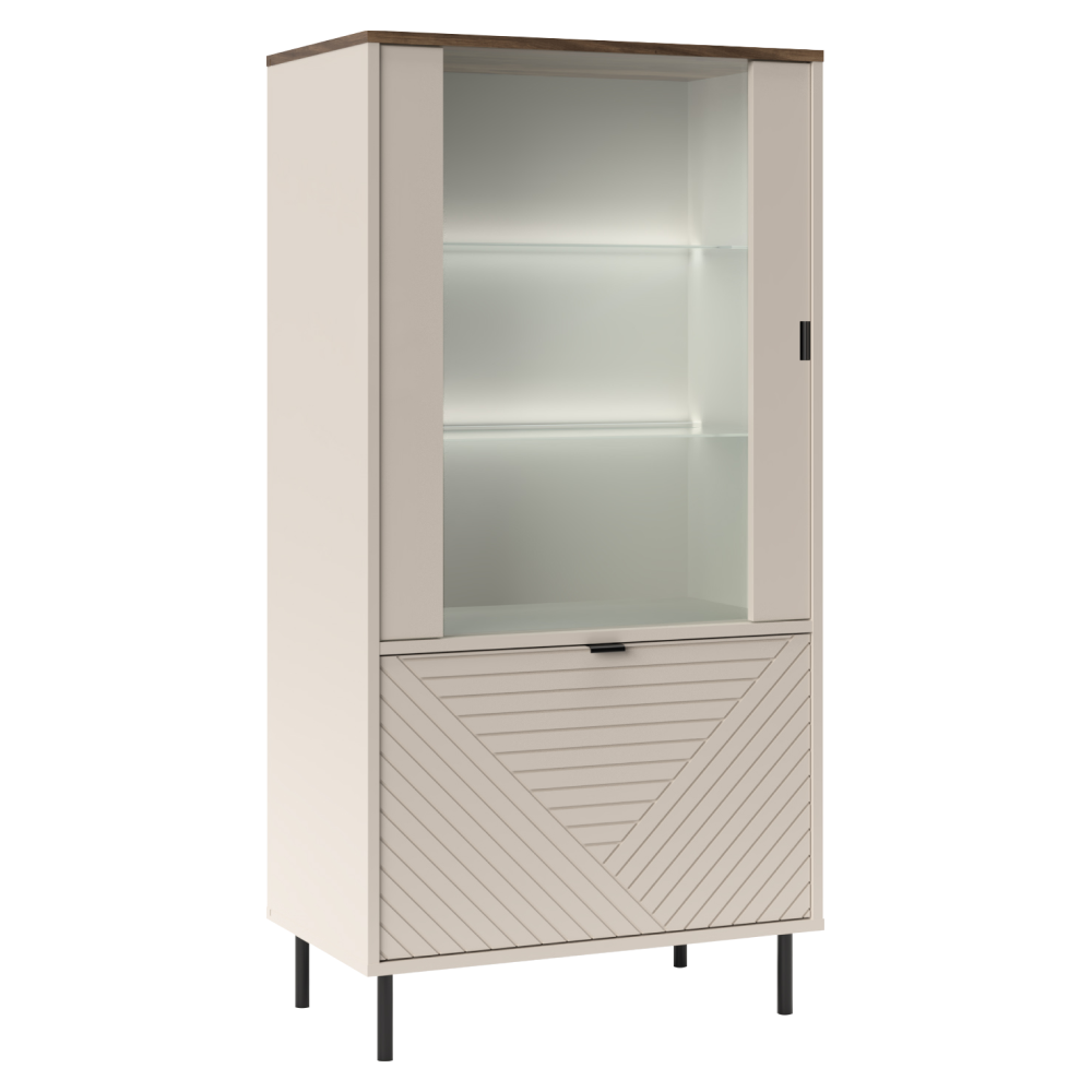 Vitrina joasa EYCO 1D1W, casmir/stejar castello