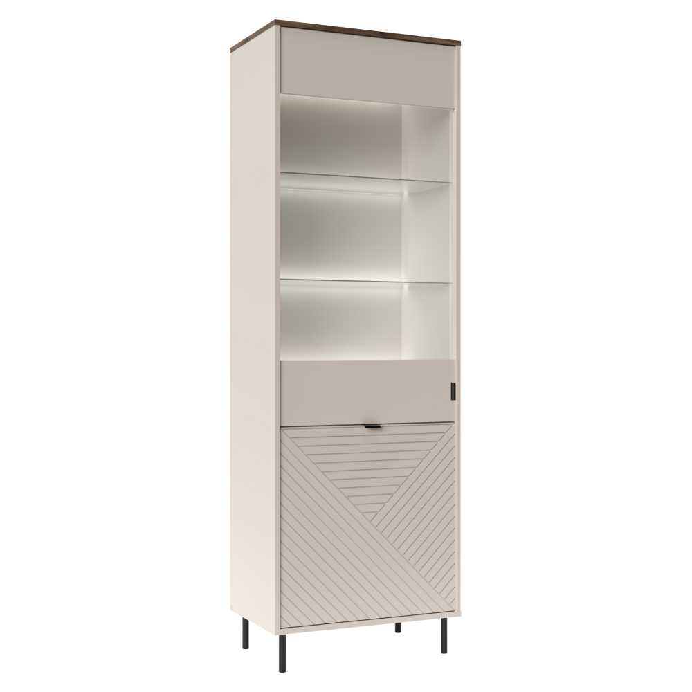 Vitrina EYCO 1D1W, casmir/stejar castello