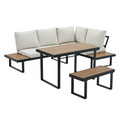 Set de gradina FLOJD, negru/crem/stejar