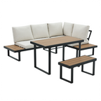 Set de gradina FLOJD, negru/crem/stejar