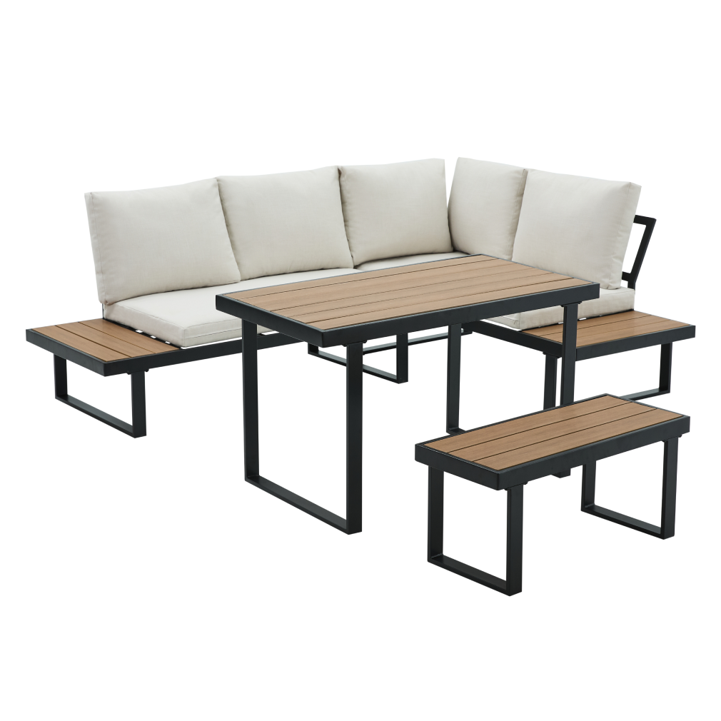 Set gradina FLOJD, negru / crem / stejar