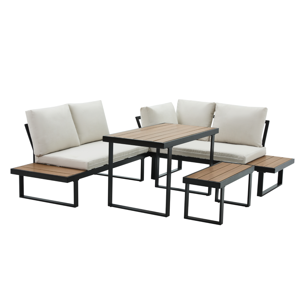Set gradina FLOJD, negru / crem / stejar
