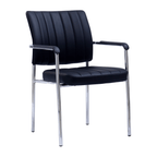 Scaun de sedinta FLORIN, piele ecologica neagra/crom